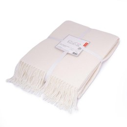 Koc bawełniany akrylowy 200x220 ecru z frędzlami jacquard 126jb