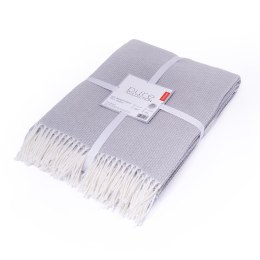 Koc bawełniany akrylowy 200x220 jasnoszary z frędzlami jacquard 126jb