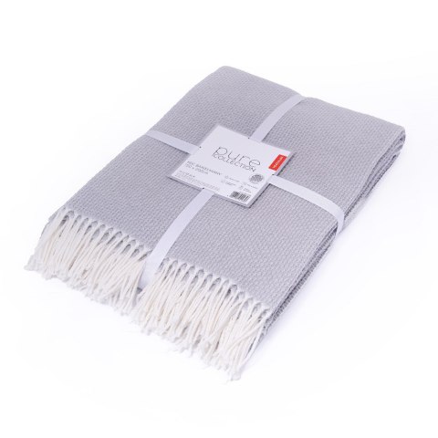 Koc bawełniany akrylowy 200x220 jasnoszary z frędzlami jacquard 126jb Koc bawełniany akrylowy 200x220 jasnoszary z frędzlami jacquard 126jb