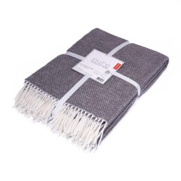 Koc bawełniany akrylowy 200x220 szary z frędzlami jacquard 126jb