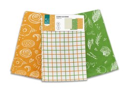 Komplet ścierek kuchennych 3 szt.40x60 Kuke żółty zielony 022 bawełniane Faro