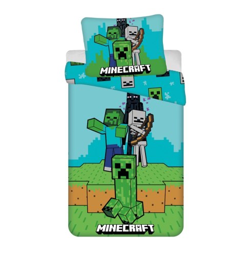 Pościel bawełniana 140x200 Minecraft Mobs Here niebieska zielona poszewka 70x90 JF 02 Pościel bawełniana 140x200 Minecraft Mobs Here niebieska zielona poszewka 70x90 JF 02