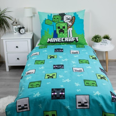 Pościel bawełniana 140x200 Minecraft Mobs Here niebieska zielona poszewka 70x90 JF 02 Pościel bawełniana 140x200 Minecraft Mobs Here niebieska zielona poszewka 70x90 JF 02