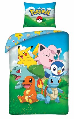 Pościel bawełniana 140x200 Pokemon niebieska kolorowa poszewka 70x90 H2