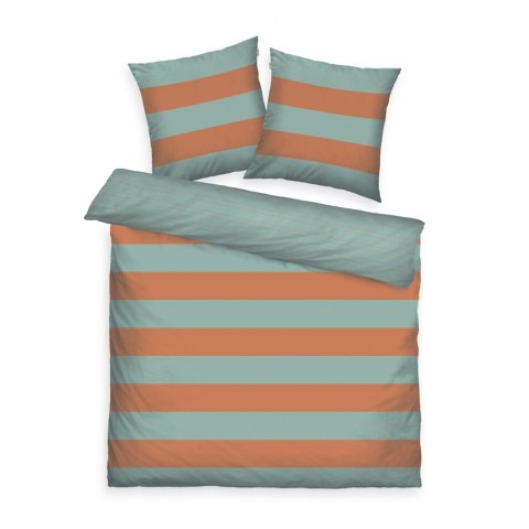Pościel bawełniana 200x220 Tom Tailor miętowa pomarańczowa pasy Renforce poszewki 80x80 Pościel bawełniana 200x220 Tom Tailor miętowa pomarańczowa pasy Renforce poszewki 80x80