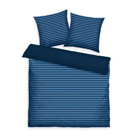 Pościel bawełniana 200x220 Tom Tailor niebieska granatowa pasy Renforce poszewki 80x80 Pościel bawełniana 200x220 Tom Tailor niebieska granatowa pasy Renforce poszewki 80x80