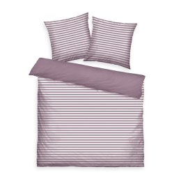 Pościel bawełniana 200x220 Tom Tailor wrzosowa fioletowa pasy Renforce poszewki 80x80