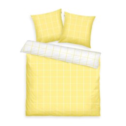 Pościel bawełniana 200x220 Tom Tailor żółta biała kratka Renforce poszewki 80x80
