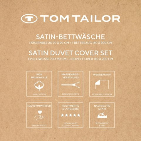 Pościel satynowa 140x200 Tom Tailor biała błękitna pasy poszewka 70x90 Pościel satynowa 140x200 Tom Tailor biała błękitna pasy poszewka 70x90