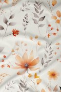 Pościel satynowa 140x200 biała beżowa liście zapinana na suwak 5066 A - Karo Satin 160 Pościel satynowa 140x200 biała beżowa liście zapinana na suwak 5066 A - Karo Satin 160