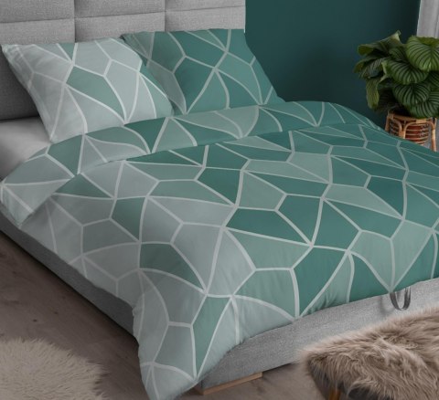 Pościel satynowa 140x200 geometria miętowa zapinana na suwak 4797 A - Karo Satin 160 Pościel satynowa 140x200 geometria miętowa zapinana na suwak 4797 A - Karo Satin 160