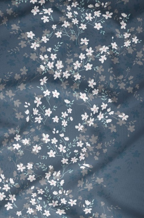 Pościel satynowa 140x200 granatowa kwiatuszki zapinana na suwak 5062 C KARO Satin Pościel satynowa 140x200 granatowa kwiatuszki zapinana na suwak 5062 C KARO Satin