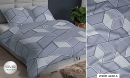 Pościel satynowa 140x200 szara geometria zapinana na suwak 4428 A KARO Satin