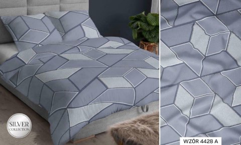 Pościel satynowa 140x200 szara geometria zapinana na suwak 4428 A KARO Satin Pościel satynowa 140x200 szara geometria zapinana na suwak 4428 A KARO Satin