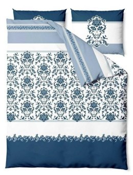 Pościel satynowa 160x200 Celestial Dream Glamour biała granatowa ornamenty orientalna Satin Home 1