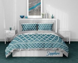Pościel satynowa 160x200 Sapphire geometria zielona szara granatowa Satin Home 1