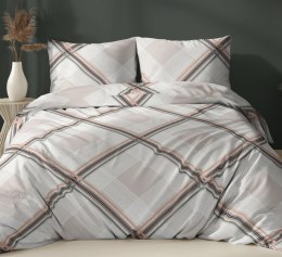 Poszewka satynowa 40x40 beżowa kratka zapinana na suwak 5068 A - Karo Satin 160