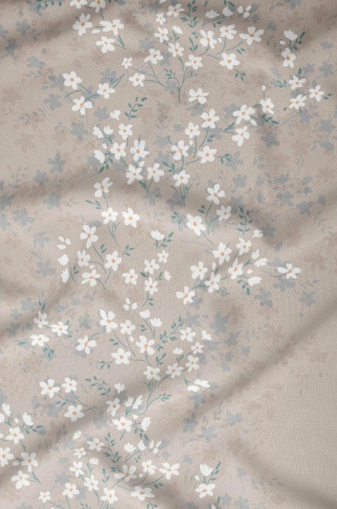 Poszewka satynowa 40x40 beżowa kwiatuszki zapinana na suwak 5062 A KARO Satin Poszewka satynowa 40x40 beżowa kwiatuszki zapinana na suwak 5062 A KARO Satin