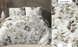 Poszewka satynowa 40x40 biała beżowa liście zapinana na suwak 5070 C KARO Satin