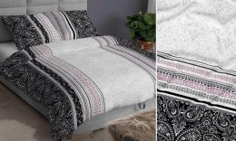 Poszewka satynowa 40x40 czarna pudrowa ornamenty zapinana na suwak 3907 B KARO Satin