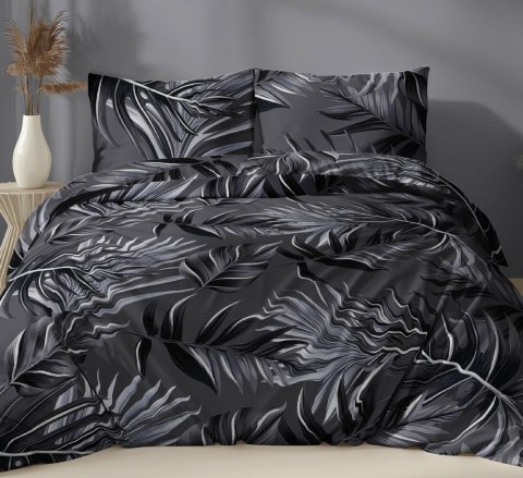 Poszewka satynowa 40x40 grafitowa liście zapinana na suwak 4882 C - Karo Satin 160 Poszewka satynowa 40x40 grafitowa liście zapinana na suwak 4882 C - Karo Satin 160