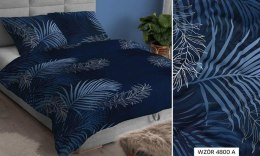 Poszewka satynowa 40x40 granatowa liście zapinana na suwak 4800 A KARO Satin