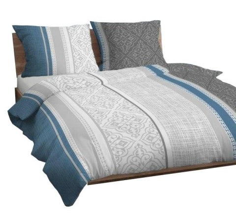 Poszewka satynowa 40x40 niebieska szara ornamenty zapinana na suwak 3567 D KARO Satin Poszewka satynowa 40x40 niebieska szara ornamenty zapinana na suwak 3567 D KARO Satin