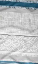 Poszewka satynowa 40x40 niebieska szara ornamenty zapinana na suwak 3567 D KARO Satin Poszewka satynowa 40x40 niebieska szara ornamenty zapinana na suwak 3567 D KARO Satin