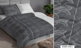 Poszewka satynowa 40x40 szara biała geometria zapinana na suwak 4796 C KARO Satin