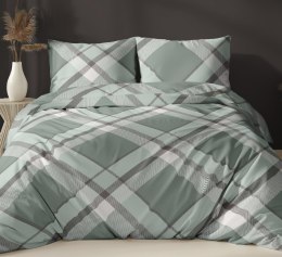 Poszewka satynowa 40x40 zielona kratka zapinana na suwak 5069 B - Karo Satin 160