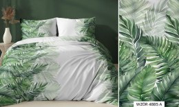 Poszewka satynowa 40x40 zielona liście zapinana na suwak 4885 A KARO Satin
