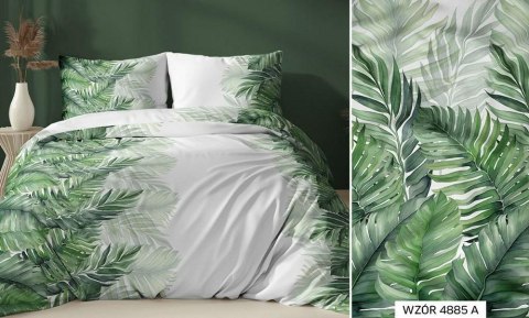 Poszewka satynowa 40x40 zielona liście zapinana na suwak 4885 A KARO Satin Poszewka satynowa 40x40 zielona liście zapinana na suwak 4885 A KARO Satin