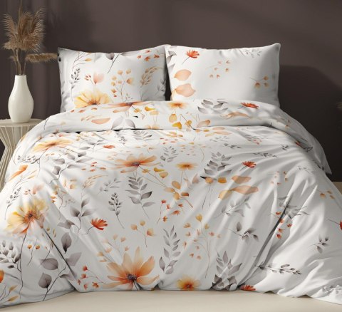 Poszewka satynowa 50x60 biała beżowa liście zapinana na suwak 5066 A - Karo Satin 160 Poszewka satynowa 50x60 biała beżowa liście zapinana na suwak 5066 A - Karo Satin 160