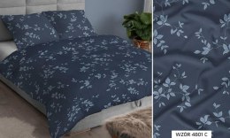 Poszewka satynowa 50x60 grafitowa liście zapinana na suwak 4801 C KARO Satin