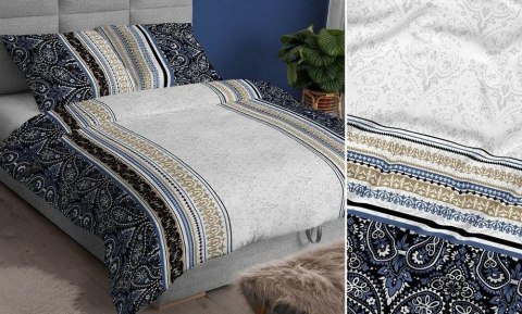 Poszewka satynowa 50x60 granatowa szara ornamenty zapinana na suwak 3907 A KARO Satin Poszewka satynowa 50x60 granatowa szara ornamenty zapinana na suwak 3907 A KARO Satin