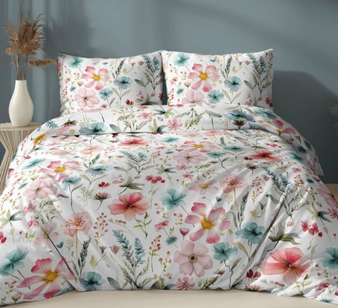 Poszewka satynowa 50x60 kolorowa kwiaty zapinana na suwak 4879 B KARO Satin Poszewka satynowa 50x60 kolorowa kwiaty zapinana na suwak 4879 B KARO Satin