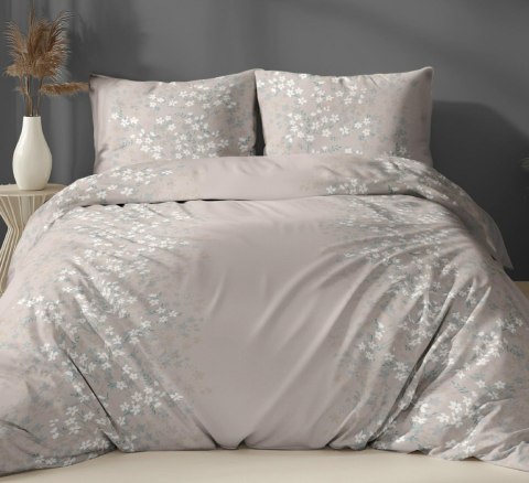 Poszewka satynowa 70x80 beżowa kwiatuszki zapinana na suwak 5062 A KARO Satin Poszewka satynowa 70x80 beżowa kwiatuszki zapinana na suwak 5062 A KARO Satin