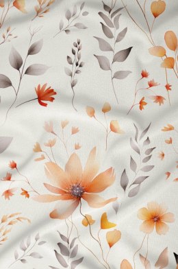 Poszewka satynowa 70x80 biała beżowa liście zapinana na suwak 5066 A - Karo Satin 160