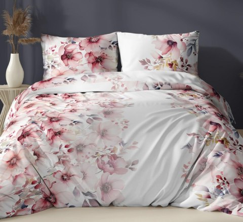 Poszewka satynowa 70x80 biała różowa kwiaty zapinana na suwak 5071 A - Karo Satin 160 Poszewka satynowa 70x80 biała różowa kwiaty zapinana na suwak 5071 A - Karo Satin 160