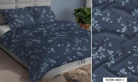 Poszewka satynowa 70x80 grafitowa liście zapinana na suwak 4801 C KARO Satin Poszewka satynowa 70x80 grafitowa liście zapinana na suwak 4801 C KARO Satin