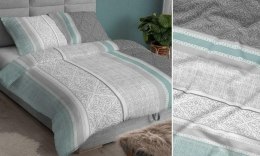 Poszewka satynowa 70x80 miętowa szara ornamenty zapinana na suwak 3567 B KARO Satin