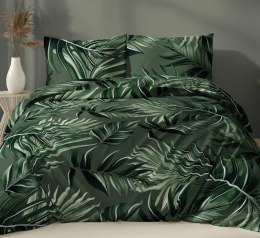 Poszewka satynowa 70x80 zielona liście zapinana na suwak 4882 A - Karo Satin 160