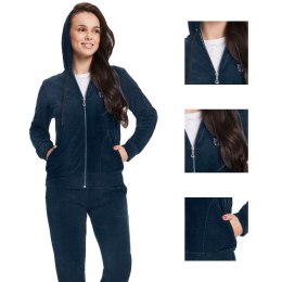 Dres damski 309 indygo XXL welurowy rozpinany z kapturem