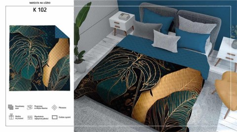 Narzuta dekoracyjna 170x210 niebieska złota liście K 102 Holland 14 Narzuta dekoracyjna 170x210 niebieska złota liście K 102 Holland 14
