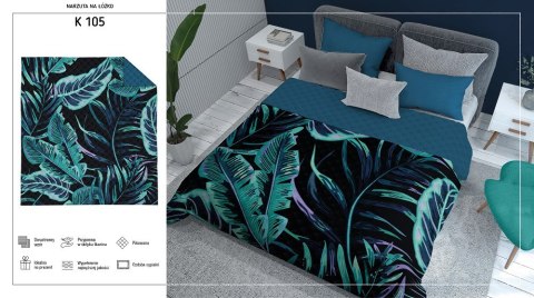 Narzuta dekoracyjna 200x220 Liście miętowa ciemna K 105 Holland 14 Narzuta dekoracyjna 200x220 Liście miętowa ciemna K 105 Holland 14