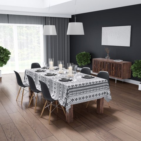 Obrus na stół 140x220 biały czarny geometryczny 4276 A Panama 17 Obrus na stół 140x220 biały czarny geometryczny 4276 A Panama 17