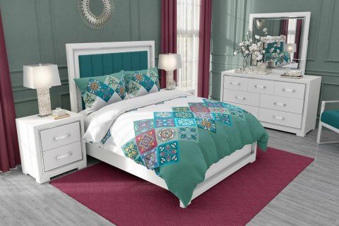 Pościel bawełniana 140x200 Diamond geometria biała miętowa kolorowa z jedną poszewką Gold Zaratex Pościel bawełniana 140x200 Diamond geometria biała miętowa kolorowa z jedną poszewką Gold Zaratex
