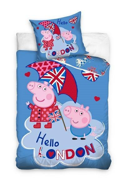 Pościel bawełniana 140x200 Świnka Peppa niebieska PP191060 poszewka 70x90 C24 Pościel bawełniana 140x200 Świnka Peppa niebieska PP191060 poszewka 70x90 C24