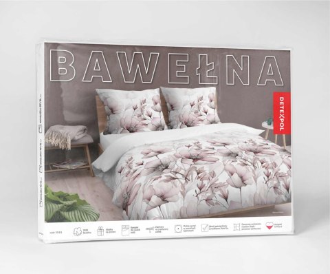 Pościel bawełniana 140x200 biała pudrowa beżowa kwiaty 5114 B z jedną poszewką Bawełna 32 Pościel bawełniana 140x200 biała pudrowa beżowa kwiaty 5114 B z jedną poszewką Bawełna 32