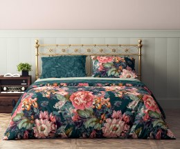 Pościel bawełniana 160x200 Flovery 006 kwiaty turkusowa różowa 23 Faro